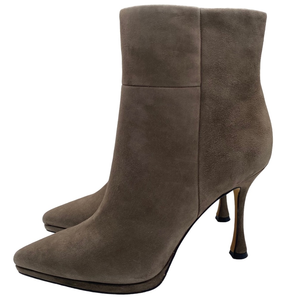 Vince Camuto Boot Pitonnda Taupe Suede Leather Ankle Heeled Bootie Size 6.5